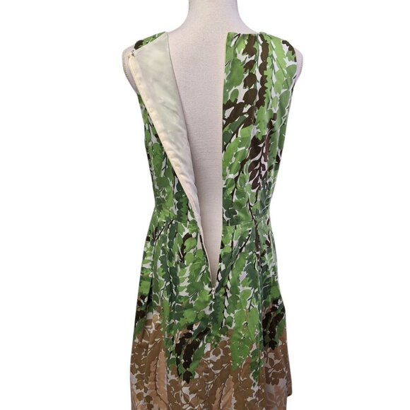 Talbots A Line Dress Pockets Womens Size 10 Green Leaves Spring Tea Sleeveless - Picture 3 of 13